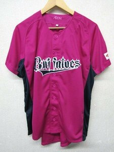 V1054：NPB オリックスバッファローズ ユニフォーム 半袖シャツ/ピンク/F ベースボールシャツ ゲームシャツ：35