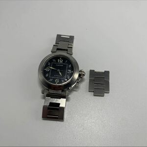 岸170 美品 1円〜 稼働 Cartier 自動巻き 時計 パシャC 黒文字盤 カルティエ SWATCH