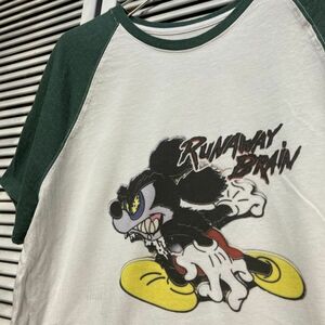 AHDM 1スタ 白 ラグラン Tシャツ ランナウェイブレイン Runnaway Brain ミッキー - 90s 00s ビンテージ 古着 卸 仕入