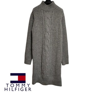 TOMMY HILFIGER /トミーヒルフィガー レディース ハイネック ニットワンピース グレー系 Sサイズ(M-L相当） I-4884