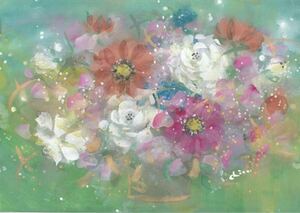 【fairy flower】真作１点物　原画　絵画　直筆サイン　A4サイズ　花　薔薇　ローザ　癒し　水彩画 送料無料