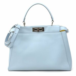 フェンディ FENDI ハンドバッグ ショルダーバッグ ピーカブー レザー ライトブルー e57617a