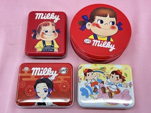 240406◆値下げ◇不二家　FUJIYA　ミルキー　milky　空き缶　4点セット　ペコちゃん　現状品◇◆