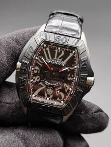 中古 箱あり フランクミュラー FRANCK MULLER コンキスタドール グランプリ 8900SCDTGPG ブラック デイト チタン 自動巻き メンズ 腕時計