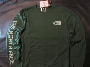 本物正規◆ノースフェイス◆長袖Tシャツ 袖ロゴ 緑■Ｌ■SLEEVE HIT■PINENEDL 新品/アメリカ限定/OH1