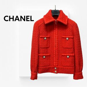 高級 CHANEL シャネル P62366V47860 ココマーク グリポアボタン ツイード ジップアップ ジャケット レディース