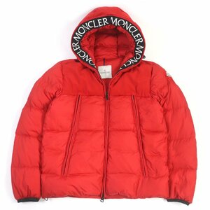 美品 MONCLER モンクレール 18-19AW MONTCLA ロゴエンブロイダリー WZIP フーデッド ダウンジャケット レッド 2 ブルガリア製 メンズ