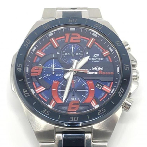 【中古】CASIO EDIFICE スクーデリア・トロ・ロッソ リミテッドエディション EFR-564TR シルバー 青 赤 カシオ エディフィス[240010444420]