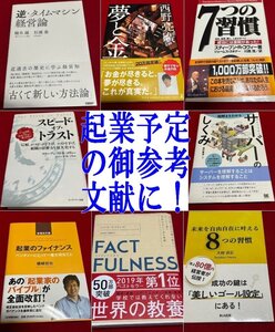 ◇起業思案の学生さんにも！【起業参考文献・古本　8冊・逆タイムマシン経営論・起業のファイナンス・ファクトフルネス　等】P09211