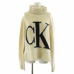 シーケージーンズ C.K JEANS ニット セーター 長袖 ハイネック ウール混 アルパカ混 ロゴ M アイボリー ■GY11 /MW レディース