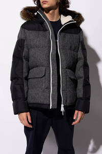 36万1900円　21AW　モンクレール ファー付 ツイード × ナイロン　ダウン　ジャケット　MONCLER 国内正規品 #A8