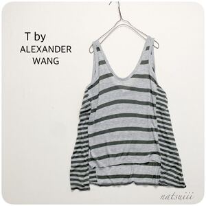 T by ALEXANDER WANG アレキサンダーワン . ボーダー ノースリーブ ドレープ プルオーバー 送料無料