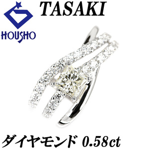 タサキ ダイヤモンド ペンダントトップ 0.37ct K18WG 変形カット プリンセスカット 送料無料 美品 中古 SH111219