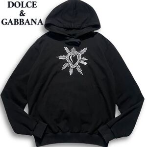 未使用級/希少XL◎ ドルチェ&ガッバーナ《幻の逸品》DOLCE&GABBANA パーカー フーディ スウェット ハート 50 黒 ブラック 入手困難◎