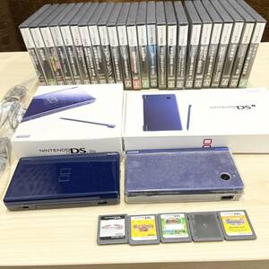 6743 【動作確認済】ニンテンドーDS ブルー　DS Lite ネイビー 本体2台＋ソフト29本セット レイトン ゼルダ 逆転裁判　等　