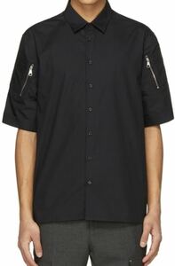 国内正規 21SS Neil Barrett ニールバレット 袖 ジップ装飾 S/S 半袖 ショートスリーブ シャツ 黒 XS 定価 ¥63,800 PBCM1461S Q002S
