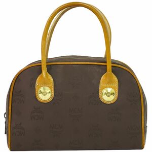 本物 エムシーエム MCM ヴィセトス ハンドバッグ ミニボストンバッグ ナイロン レザー ブラウン