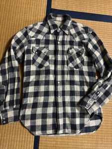 ウエアハウス warehouse WESTERN WEAR ヘビー ネルシャツ チェック柄 白黒 バイカー アメカジ ウエストライド 40 ヴィンテージ 古着 希少品