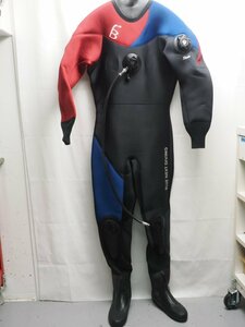 WorldDive ワールドダイブ ドライスーツ/フードセット メンズ 181cm/83kg/ブーツ28cm 平置き:胸囲54cm腹囲44cm尻囲53cm [3F-62252]