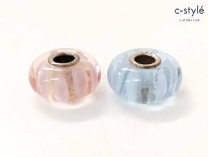 F812a [セット] TROLLBEADS トロールビーズ ガラスビーズ ブルー ピンク 柄 アクセサリー | ジュエリー N