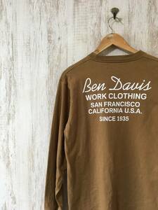 995☆【アメカジ ロングTシャツ】BEN DAVIS ベンデイビス ロンT 茶 L