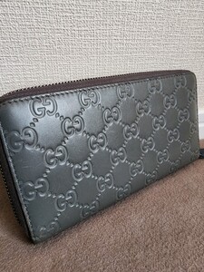 美品 グッチ Gucci 長財布 ラウンドファスナー 