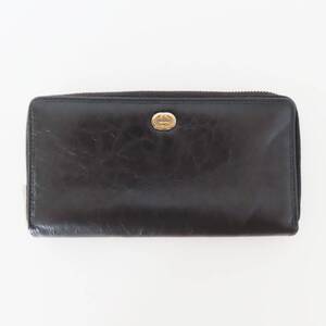 T09 GUCCI グッチ インターロッキング レザーラウンドファスナー長財布 ブラック 575988・0416