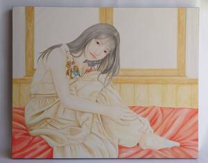 「真作」「楚々とした女性」 「水井友仁」 水彩画　人物画　美人画　F15サイズ　原画