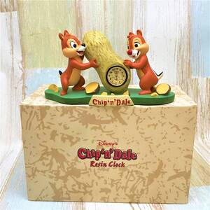 レア★チップとデール Chip＆Dale 置時計 チップ＆デール ピーナッツ フィギュア 陶器製★ディズニー Disney TDL