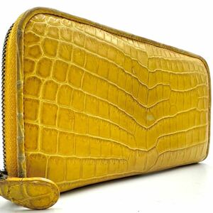 定価50万/良品● ボッテガヴェネタ BOTTEGA VENETA 長財布 ウォレット ラウンドファスナー ジップ リアル クロコダイル レザー