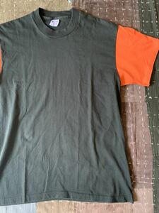 80s 90s MINT 無地 ツートン Tシャツ ブラック オレンジ black orange vintage ビンテージ USA製 アメリカ製