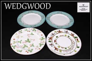 【吉】CJ336 【WEDGWOOD】 ウェッジウッド 色絵 プレート 大皿 4点 最大幅27.5㎝ 美品！