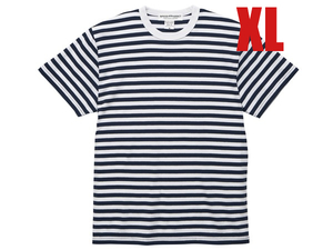 BORDER T-shirt NAVY × WHITE XL/ボーダーtシャツ紺白マリンボーダーマリンスタイルフレンチカジュアルキレカジ細ボーダーしまシマ縞柄