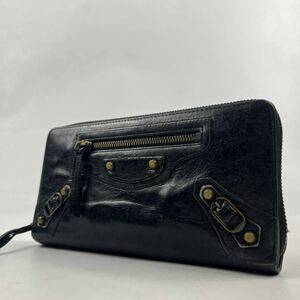 1円〜【入手困難品】 BALENCIAGA バレンシアガ 長財布 レザー ラウンドファスナー ジャイアント クラシック ウォレット シティ