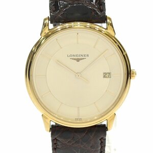 1円スタート 稼働品 LONGINES ロンジン Grandes Classiques グランドクラシック L4.677.2 クォーツ デイト ラウンド ゴールド文字盤 メンズ