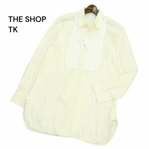 未使用★ THE SHOP TK タケオキクチ 通年 ピンタック★ デザイン 長袖 シャツ Sz.XL　メンズ 大きいサイズ オフホワイト　A4T07937_7#C