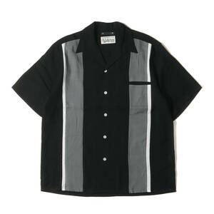 WACKO MARIA ワコマリア シャツ サイズ:S 23SS MINEDENIM オープンカラー 半袖シャツ 50s Shirt ブラック グレー カジュアルシャツ