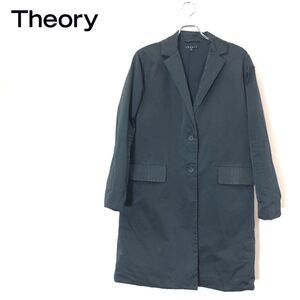 1N1456-F-N◆ theory セオリー ダウンコート チェスター ジャケット ◆ sizeS ポリエステル100 ブラック 古着 レディース 秋冬