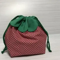 ハンドメイド　いちご　さくらんぼ　お弁当袋