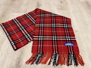 BURBERRY　バーバリー　マフラー　カシミア100％　レッド系　美品　送料無料!!!