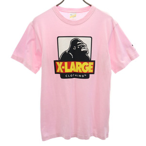 エクストララージ 日本製 プリント ミッキー 半袖 Tシャツ S ピンク XLARGE メンズ