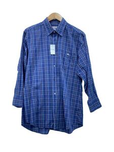 Aquascutum◆長袖シャツ/-/コットン/ネイビー/チェック/麻混//