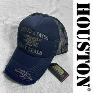 ★旧品番アウトレット処分 HOUSTON HTG-KW003 HT NAVY SEALS EMB MESH CAP ヒューストン メッシュキャップ スナップバック 新品 A50912-17