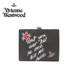 ○★新品未使用　Vivienne Westwood (ヴィヴィアンウエストウッド)　KISS ME KITTY 口金二つ折り財布　ブラック★○