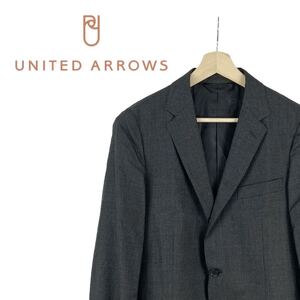 10M519◯ UNITED ARROWS ユナイテッドアローズ ブラック ウール シルク 千鳥柄 総裏 テーラードジャケット メンズ サイズ48