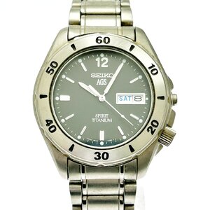 【1円スタート】SEIKO セイコー 5M43-0040 スピリット チタン ブラック文字盤 オートクオーツ メンズ腕時計 ジャンク 334953