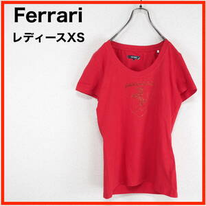 A1476★新品★Ferrari*Tシャツ*ビッグスクデット*レディースXS*赤