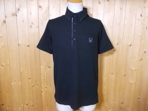 e1006◆EDWIN GOLF S/S B.D. ポロシャツ◆エドウィン メンズ サイズL ブラック ゴルフウエア ストレッチ入り 刺繍ロゴ ゆうパケット 6I