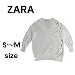 ZARA ザラ　ニット　トップス　Vネック　長袖　白　レディース　S M