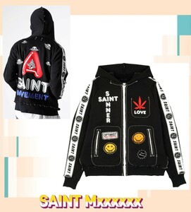 希少品 セントマイケル トップス 人気 パーカー コラボフーディー SAINT Mxxxxxx A LOVE MOVEMENT x SAINT Mxxxxxx Knit Jersey